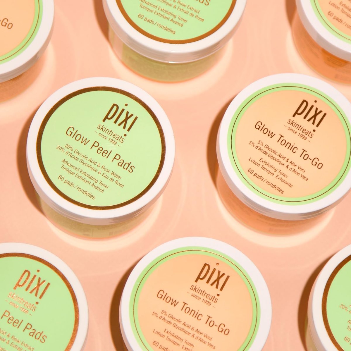 Pixi Glow Tonic to-Go | Gentle Exfoliating Toner Pads with Glycolic Acid for Radiant Skin | Alcohol-Free Daily Brightening | 60 Pads Avelisse