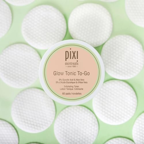 Pixi Glow Tonic to-Go | Gentle Exfoliating Toner Pads with Glycolic Acid for Radiant Skin | Alcohol-Free Daily Brightening | 60 Pads Avelisse