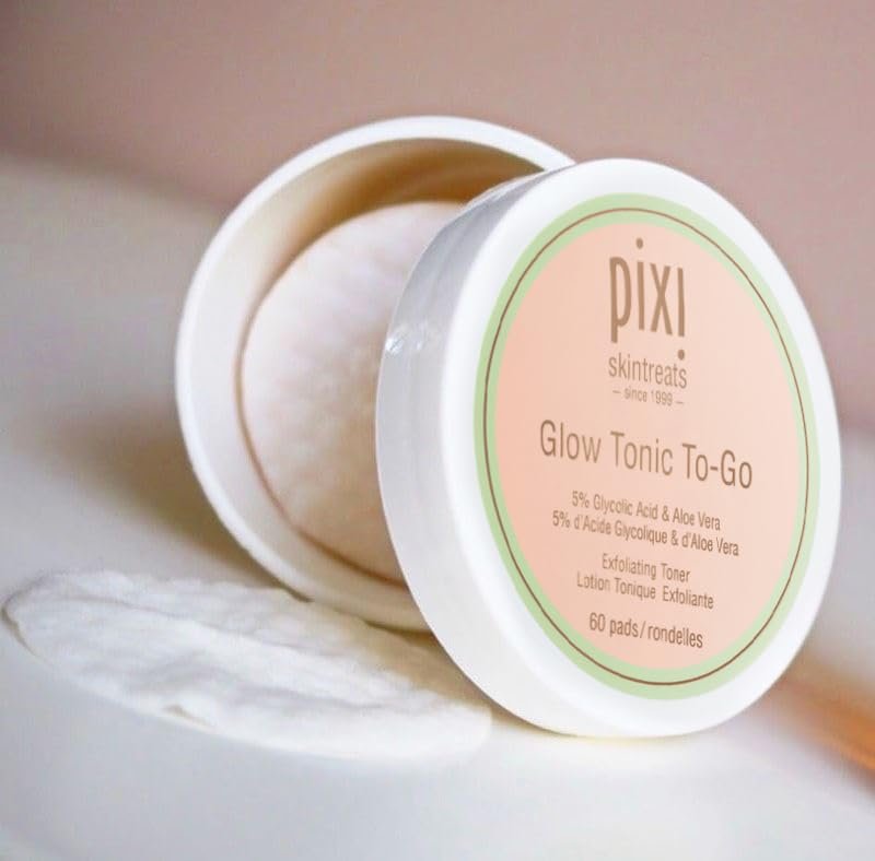 Pixi Glow Tonic to-Go | Gentle Exfoliating Toner Pads with Glycolic Acid for Radiant Skin | Alcohol-Free Daily Brightening | 60 Pads Avelisse