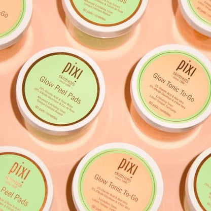 Pixi Glow Tonic to-Go | Gentle Exfoliating Toner Pads with Glycolic Acid for Radiant Skin | Alcohol-Free Daily Brightening | 60 Pads Avelisse