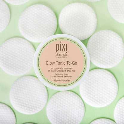 Pixi Glow Tonic to-Go | Gentle Exfoliating Toner Pads with Glycolic Acid for Radiant Skin | Alcohol-Free Daily Brightening | 60 Pads Avelisse
