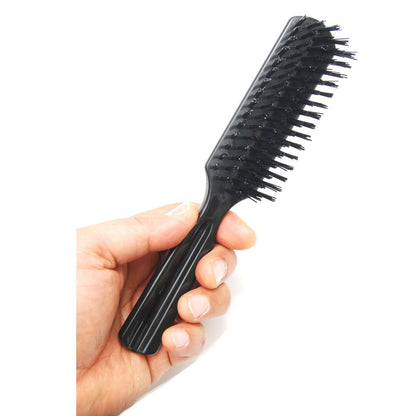 LUXXII 7.5" Pocket Plastic Handle Nylon Bristle Hair Brush - Pack of 2, Black
