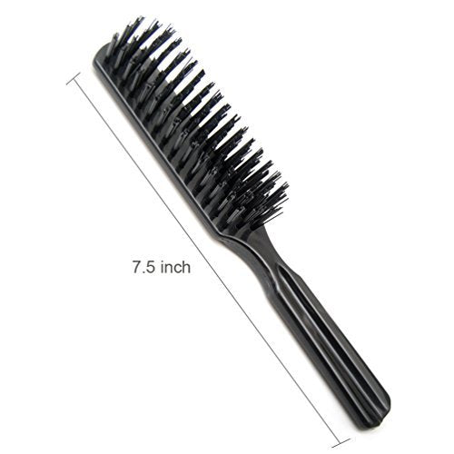 LUXXII 7.5" Pocket Plastic Handle Nylon Bristle Hair Brush - Pack of 2, Black - görsel 4