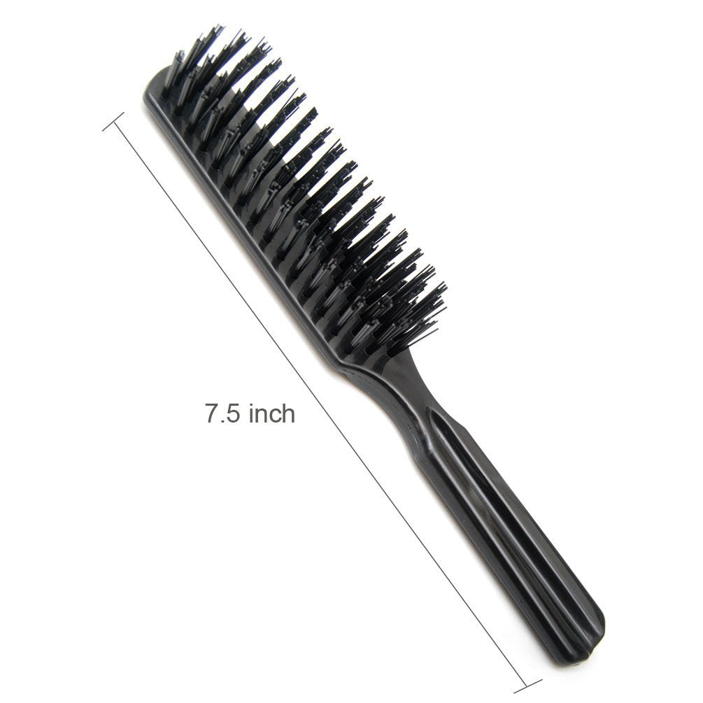 LUXXII 7.5" Pocket Plastic Handle Nylon Bristle Hair Brush - Pack of 2, Black - görsel 3