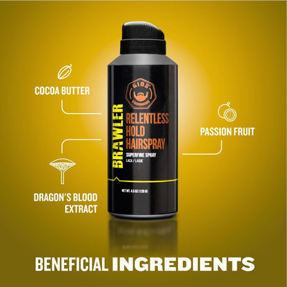 GIBS Grooming Brawler Bantamweight Hairspray - 4.5oz Firm Hold Styling Spray Avelisse