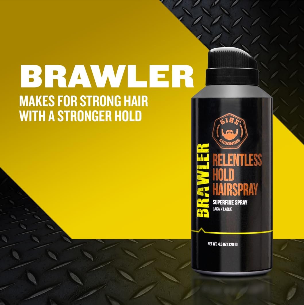 GIBS Grooming Brawler Bantamweight Hairspray - 4.5oz Firm Hold Styling Spray Avelisse