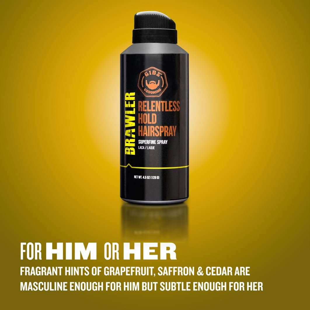 GIBS Grooming Brawler Bantamweight Hairspray - 4.5oz Firm Hold Styling Spray Avelisse