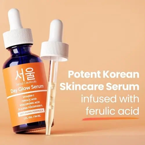 SeoulCeuticals 20% Vitamin C + Hyaluronic Acid Serum with CE Ferulic Acid – Anti Aging & Brightening Korean Face Serum, 1 oz Avelisse