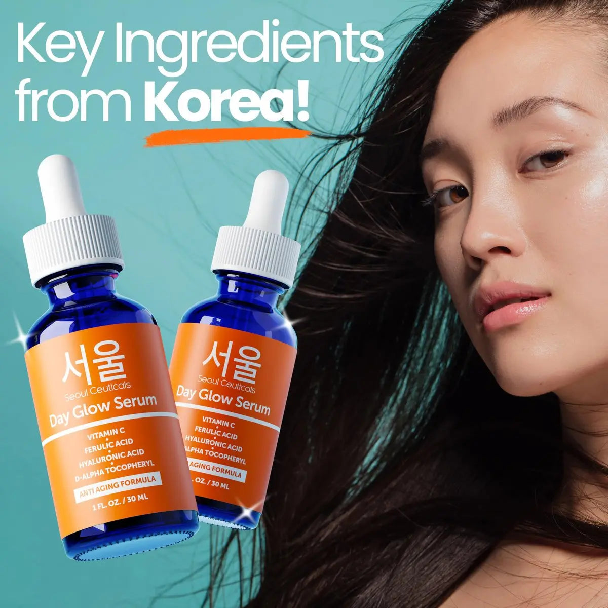 SeoulCeuticals 20% Vitamin C + Hyaluronic Acid Serum with CE Ferulic Acid – Anti Aging & Brightening Korean Face Serum, 1 oz Avelisse
