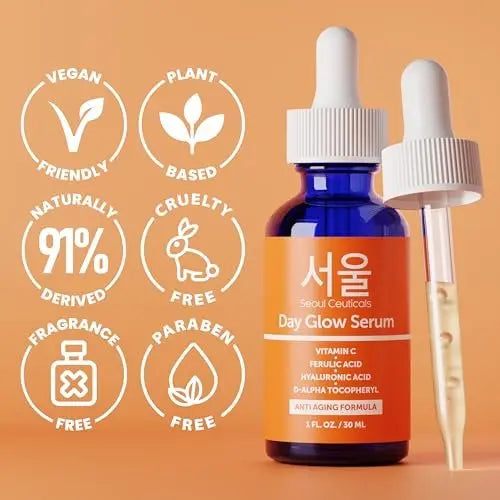 SeoulCeuticals 20% Vitamin C + Hyaluronic Acid Serum with CE Ferulic Acid – Anti Aging & Brightening Korean Face Serum, 1 oz Avelisse