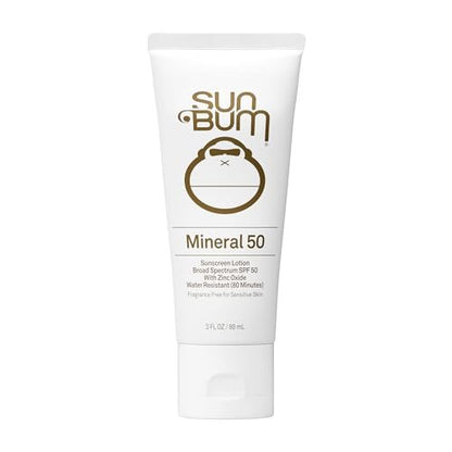 Sun Bum Mineral SPF 50 Sunscreen Body Lotion - Broad Spectrum Moisturizing Sunscreen with Vitamin E - Vegan & Hawaii 104 Act Compliant (Made without Octinoxate & Oxybenzone) - Travel Size 3 oz