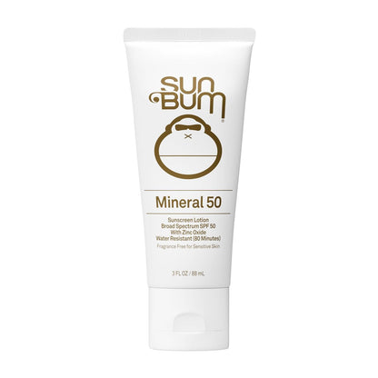 Sun Bum Mineral SPF 50 Sunscreen Body Lotion - Broad Spectrum Moisturizing Sunscreen with Vitamin E - Vegan & Hawaii 104 Act Compliant (Made without Octinoxate & Oxybenzone) - Travel Size 3 oz