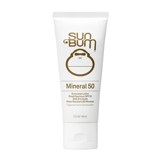 Sun Bum Mineral SPF 50 Sunscreen Body Lotion - Broad Spectrum Moisturizing Sunscreen with Vitamin E - Vegan & Hawaii 104 Act Compliant (Made without Octinoxate & Oxybenzone) - Travel Size 3 oz