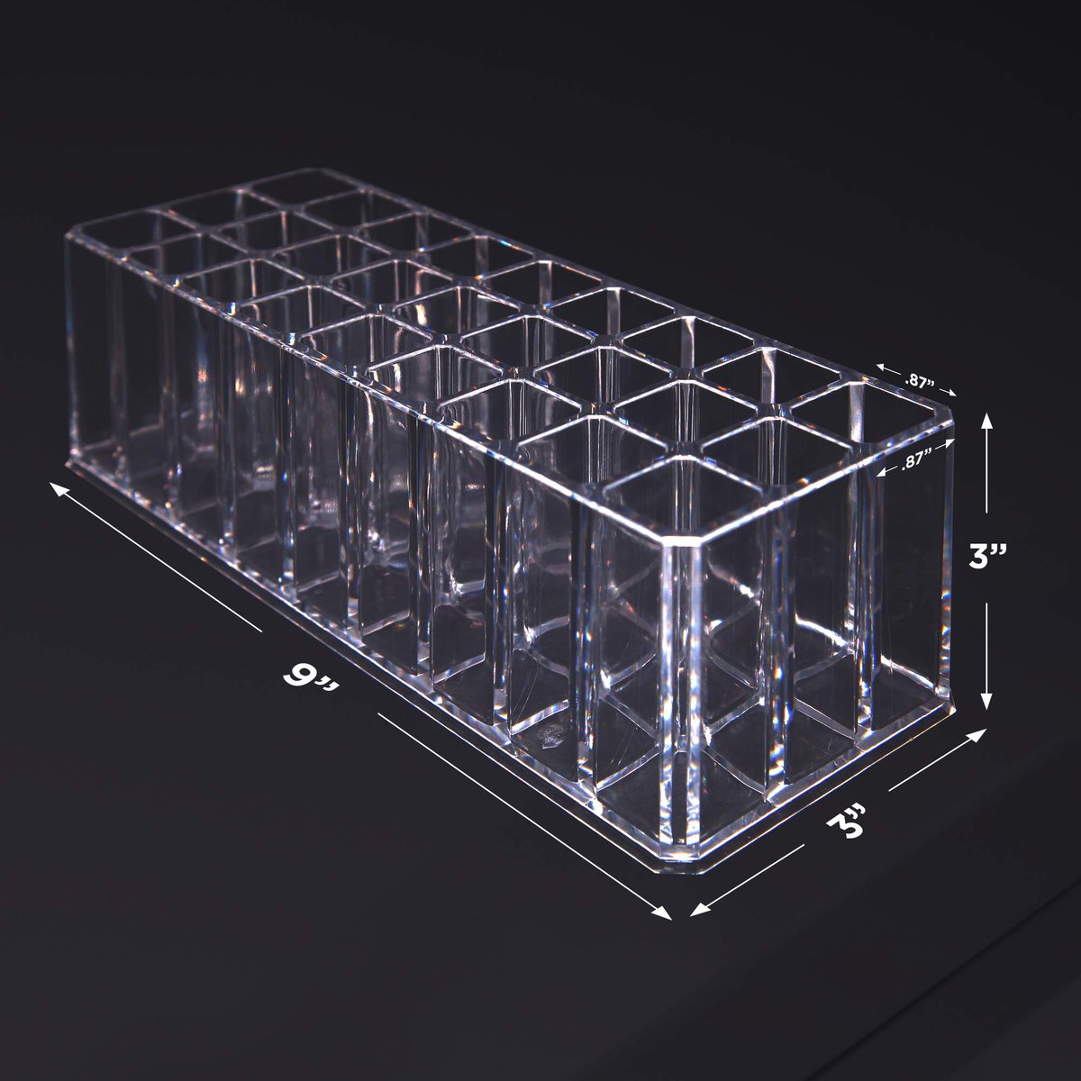FAJ Acrylic Eyeshadow Palette and Lipgloss Organizer - Clear 27-Slot Makeup Holder for Vanity, Drawer, and Countertop Storage Avelisse