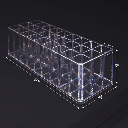 FAJ Acrylic Eyeshadow Palette and Lipgloss Organizer - Clear 27-Slot Makeup Holder for Vanity, Drawer, and Countertop Storage Avelisse