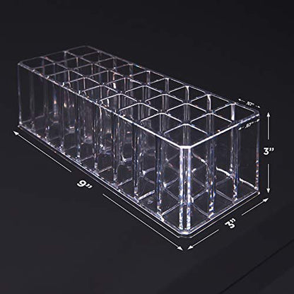 FAJ Acrylic Eyeshadow Palette and Lipgloss Organizer - Clear 27-Slot Makeup Holder for Vanity, Drawer, and Countertop Storage Avelisse