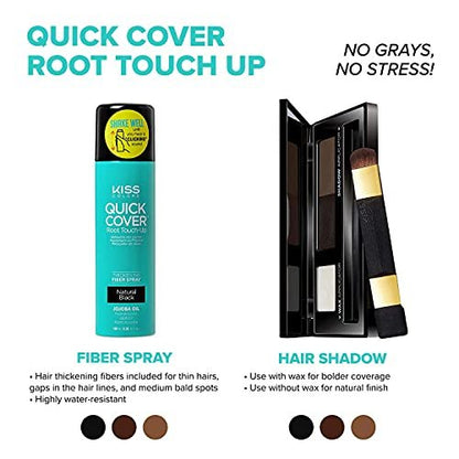 Kiss Quick Cover Root Touch Up Thickening Fiber Spray - Natural Black (3.38 oz)