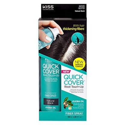 Kiss Quick Cover Root Touch Up Thickening Fiber Spray - Natural Black (3.38 oz)