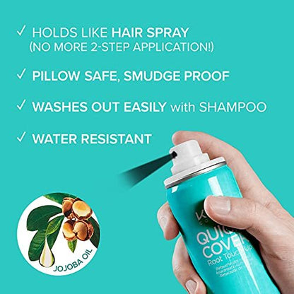 Kiss Quick Cover Root Touch Up Thickening Fiber Spray - Natural Black (3.38 oz)