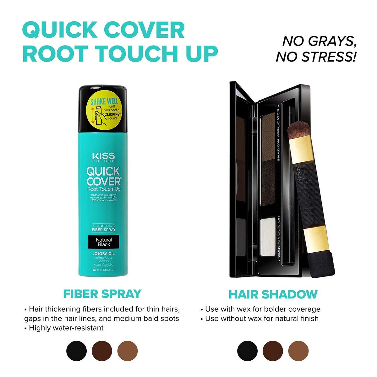 Kiss Quick Cover Root Touch Up Thickening Fiber Spray - Natural Black (3.38 oz) - görsel 11