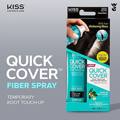Kiss Quick Cover Root Touch Up Thickening Fiber Spray - Natural Black (3.38 oz)