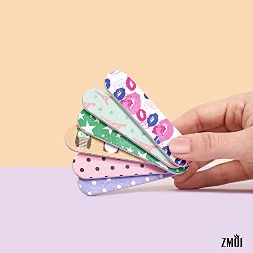 ZMOI 6-Piece Colorful Girly Mini Emery Nail Files + 6-Pair Heart Design Toe Separators Manicure/Pedicure Kit for Kids Spa Party (12-Piece Set) - görsel 6