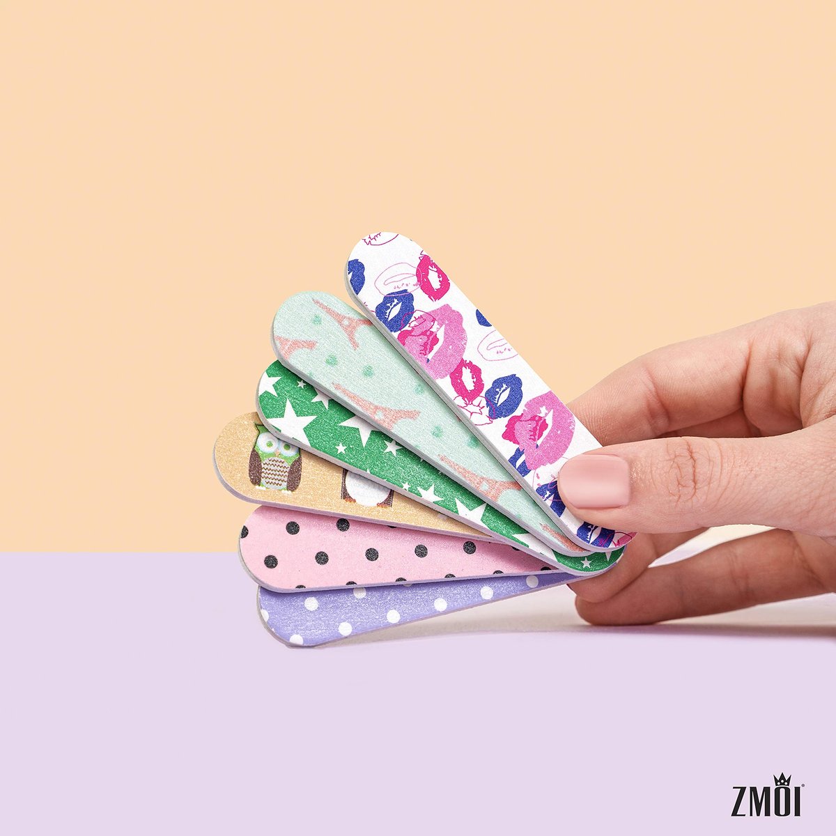 ZMOI 6-Piece Colorful Girly Mini Emery Nail Files + 6-Pair Heart Design Toe Separators Manicure/Pedicure Kit for Kids Spa Party (12-Piece Set) - görsel 5