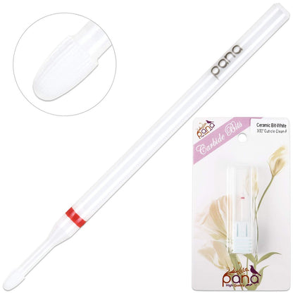 PANA 3/32" Cuticle Clean White Ceramic Nail Carbide Bit – Fine Grit (F) for Precision Nail Care