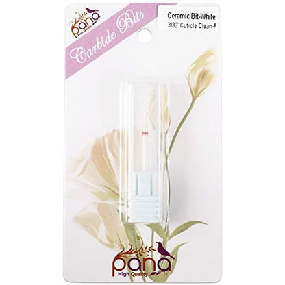 PANA 3/32" Cuticle Clean White Ceramic Nail Carbide Bit – Fine Grit (F) for Precision Nail Care