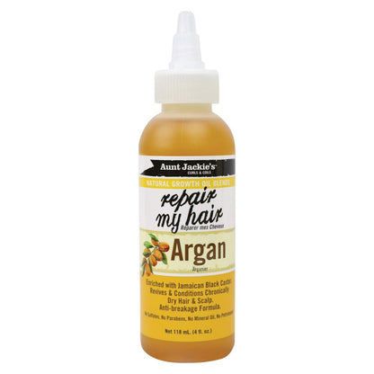 Aunt Jackie's Natural Growth Oil Blends Repair My Hair - Argan Oil for Chronically Dry Hair and Scalp, Anti-Breakage Formula, 4 oz