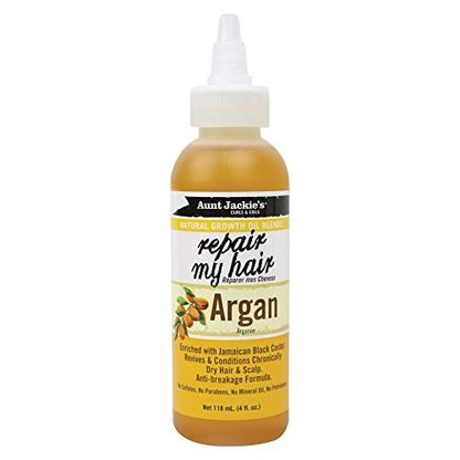 Aunt Jackie's Natural Growth Oil Blends Repair My Hair - Argan Oil for Chronically Dry Hair and Scalp, Anti-Breakage Formula, 4 oz