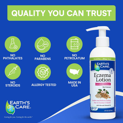 Earth's Care Eczema Lotion - Natural, Safe & Mild Lotion for Eczema for Adults and Kids - 8 Fl Oz (237 mL)