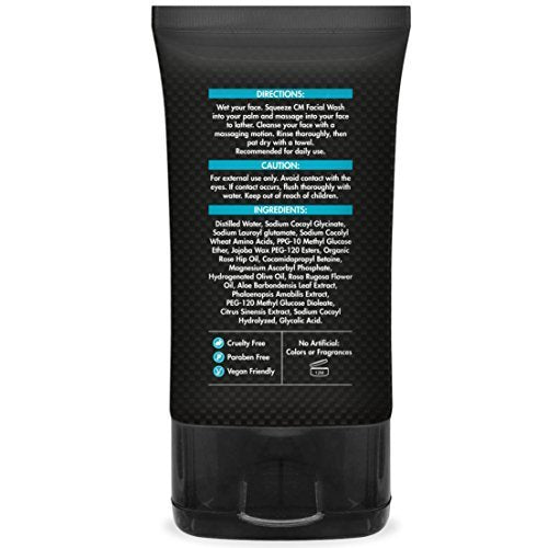 CHAMUEL MEN Anti-Aging Face Cleanser - Deep Cleaning & Exfoliating Men's Face Wash with Organic Rose Hip, Aloe & Glycolic Acid for Oily, Dry, Sensitive or Combination Skin, 125ml - görsel 5