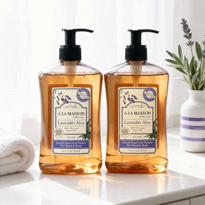 A LA MAISON Lavender Aloe French Liquid Hand Soap - Natural Hand Wash Made with Essential Oils - Biodegradable, Plant-Based, Vegan, Cruelty-Free, Alcohol & Paraben Free (16.9 oz, 2 Pack) Avelisse