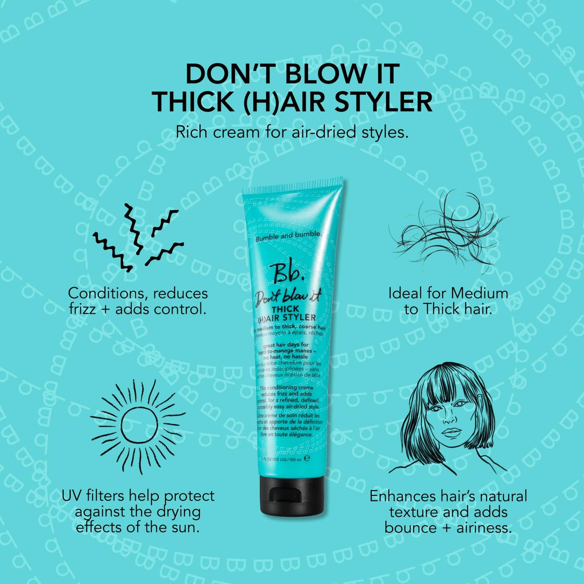 Bumble and bumble. Don't Blow It Thick Air Styler Cream - Anti-Frizz Hair Cream for Medium to Thick Hair, 5 Fl Oz Avelisse
