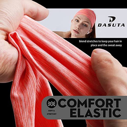 DASUTA 10-Pack Workout Headbands for Women, Men & Kids – Non-Slip Elastic Sports Sweatbands for Yoga, Running, Fitness (Style 3-10 Color)
