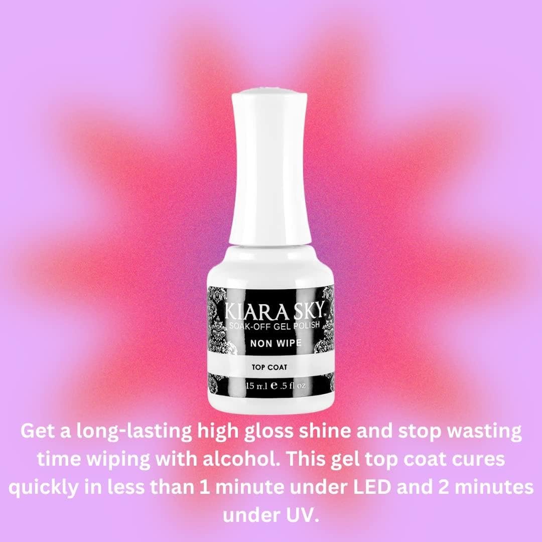 Kiara Sky Professional Nails LED UV Soak Off Gel Polish Non Wipe Top Coat - 0.5 fl oz Avelisse