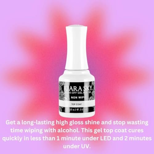 Kiara Sky Professional Nails LED UV Soak Off Gel Polish Non Wipe Top Coat - 0.5 fl oz Avelisse