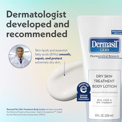 Dermasil Body Lotion Dry Skin Treatment 3-Pack – Non-Greasy, Fast-Absorbing, Fragrance-Free, Cruelty-Free, 8 oz Each