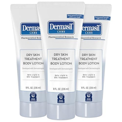 Dermasil Body Lotion Dry Skin Treatment 3-Pack – Non-Greasy, Fast-Absorbing, Fragrance-Free, Cruelty-Free, 8 oz Each