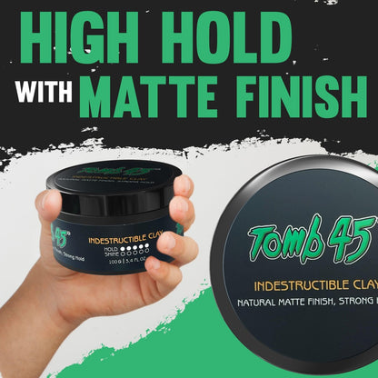 Tomb45 Indestructible Hair Clay - High Strong Hold Matte Finish Hair Styling Putty Avelisse
