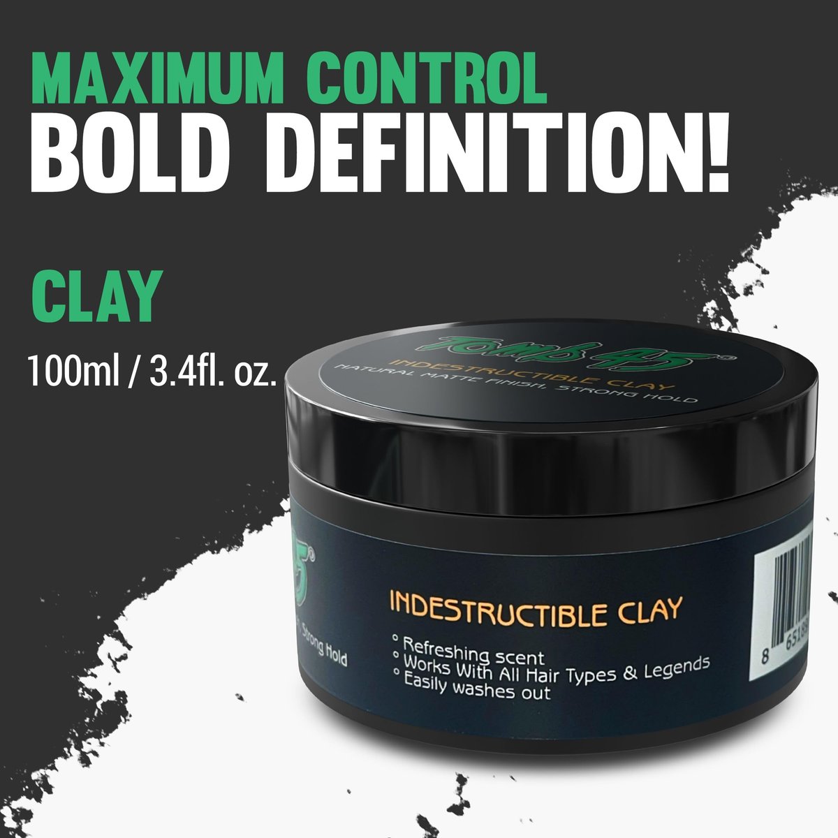 Tomb45 Indestructible Hair Clay - High Strong Hold Matte Finish Hair Styling Putty Avelisse