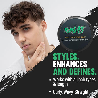 Tomb45 Indestructible Hair Clay - High Strong Hold Matte Finish Hair Styling Putty Avelisse