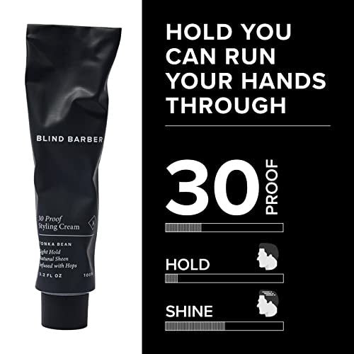 Blind Barber 30 Proof Hair Cream – Light Hold Styling Cream & Beard Tamer, Natural Shine, Water-Based, Paraben & Sulfate-Free, Tonka Bean Scent (3.2 oz) Avelisse