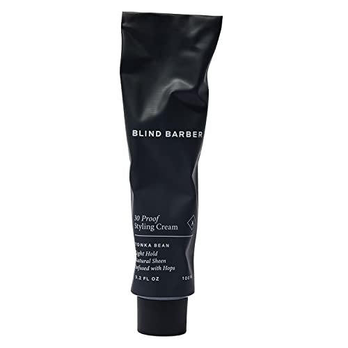 Blind Barber 30 Proof Hair Cream – Light Hold Styling Cream & Beard Tamer, Natural Shine, Water-Based, Paraben & Sulfate-Free, Tonka Bean Scent (3.2 oz) Avelisse