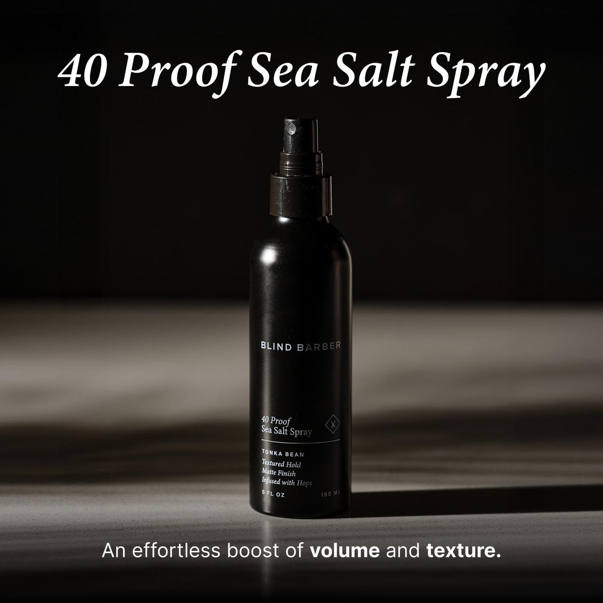 Blind Barber 40 Proof Sea Salt Spray for Men - Salt Water Hair Spray for Volume & Texture - Water-Based Matte Finish with Light-Medium Hold - Enhances Beach Waves & Body - Tonka Bean Scent (5 Fl oz) Avelisse