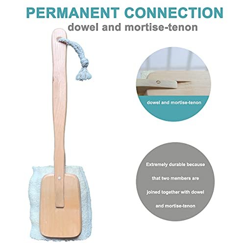 Natural Exfoliating Loofah Bath Brush on a Stick – Long Wooden Handle Back Scrubber for Men & Women, Shower Sponge Body Back Scrubber, Pack of 1 (Off White) - görsel 8