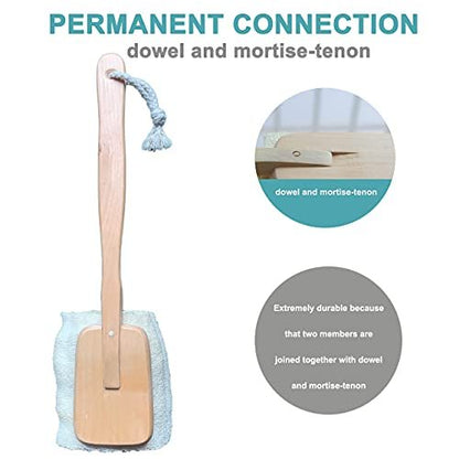Natural Exfoliating Loofah Bath Brush on a Stick – Long Wooden Handle Back Scrubber for Men & Women, Shower Sponge Body Back Scrubber, Pack of 1 (Off White)