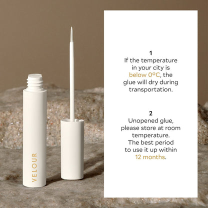Velour Strong Eyelash Glue – Super Hold Vegan Lash Adhesive with Brush Applicator, Latex-Free for Strip Lashes & Extensions (White, 1 Count)
