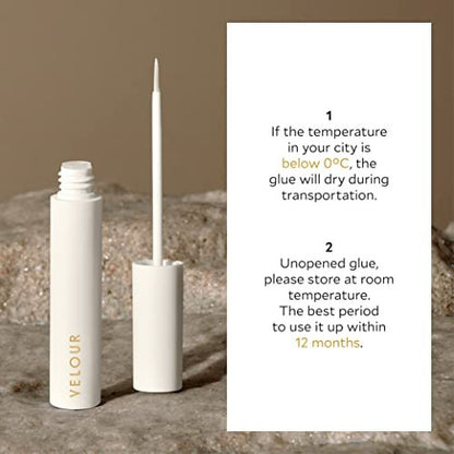 Velour Strong Eyelash Glue – Super Hold Vegan Lash Adhesive with Brush Applicator, Latex-Free for Strip Lashes & Extensions (White, 1 Count)